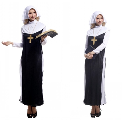 Halloween Cosplay Costumes Missionary Performance Costumes Adult Priest Costumes Female Nun