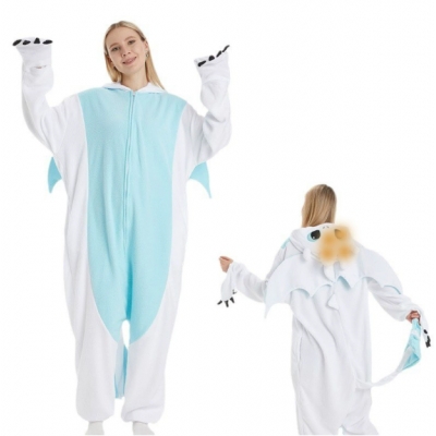 Train Your Dragon White Dragon Cartoon Animal One-Piece Pajamas Polar Fleece Halloween Performance Onesie Train Your Dragon White Dragon Cartoon Animal One-Piece Pajamas Polar Fleece Halloween Performance Onesie