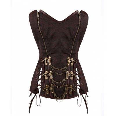 Retro-style waist-cinching vest, steampunk style, steel-boned shapewear, sexy tummy-control corset, court style.