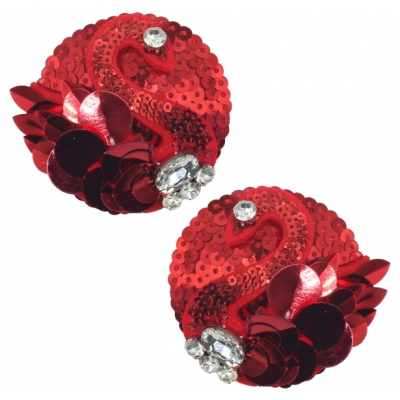 Swan Lover sequined bra, round embroidered diamond sexy self-adhesive nipple covers, bustier