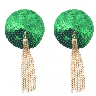 Shiny European and American style nipple stickers, leather nipple stickers, sequined metal tassel breast stickers