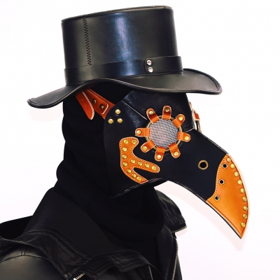 Halloween steampunk plague bird beak masquerade party mask black hood female