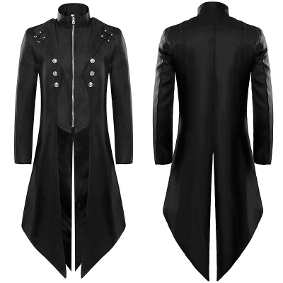 2025wish new European and American men's dress medieval retro clothing men's mid-length punk retro tuxedo