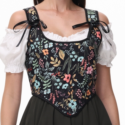 New French retro wrap chest palace bra black flower adjustable shoulder straps ladies tube top gathered corset top