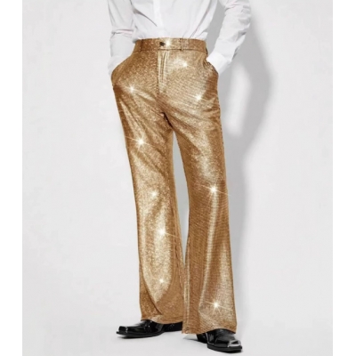 2025 European and American sequined plaid pants new evening performance casual pants mid-waist performance dress bottoms