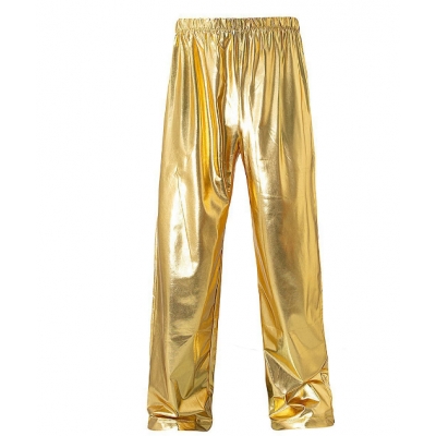 European size metal shiny stage performance party casual trousers teenagers personality fashion performance team trousers