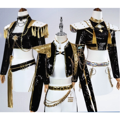 Demon Hunter Girl Group Mira Black Gold Cosplay Anime Demon Hunter Girl Group Stage Costume Zoe Rumi Cosplay