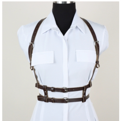 Dark Catwoman Style Sexy Outfit with Cross-Shoulder Strap, Mask, and Gun Holster - Party Cosplay Costume