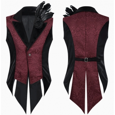 Medieval Gothic Punk New Men's Swallowtail Suit Sleeveless Vest Retro Men's Cosplay Performance Costume