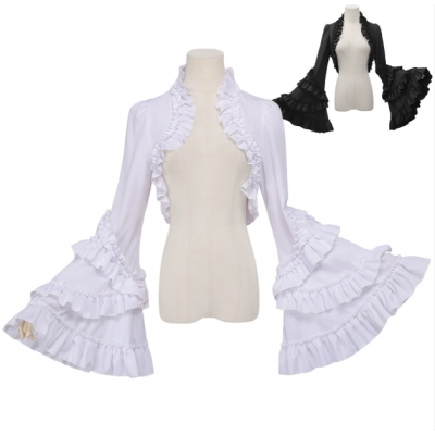 2026 New Arrival: Lolita Gothic Style Dark Slimming Halloween Outfit - Ruffled Long-Sleeved Top and Shawl