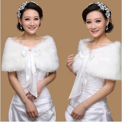 Bridal shawl, wedding dress cape, women's autumn and winter plush cape, bow vest, wedding dress cape, cheongsam, ribbon shawl