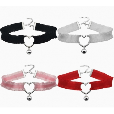 European and American sexy lace bell heart necklace, fresh and sweet choker for women.