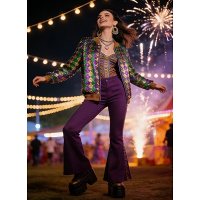 2026 Carnival Costume Women's Disco Retro Jazz Dance Costume Halloween Sequin Costume