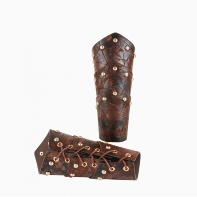 Retro Viking Medieval Leather Wristbands for Men, Punk Armguards, Cosplay Stage Costume