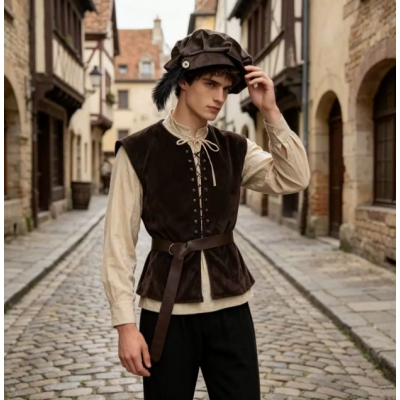 Medieval Tudor feather hat, clown muffin, Elizabethan Renaissance headdress