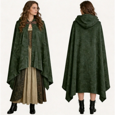 2026 Elf Knight Short Cloak Cosplay Costume, Halloween Role-Playing Elf Wizard Velvet Cloak