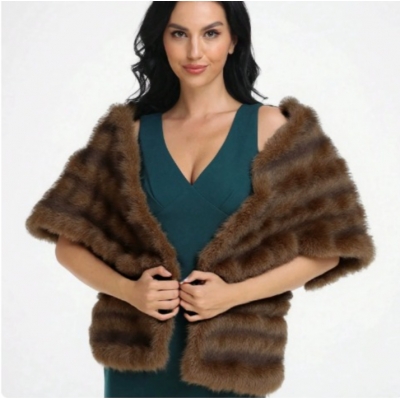 New women's fashionable, elegant, aristocratic style plush faux fur warm shawl for banquets and weddings, autumn and winter, high-end feel.