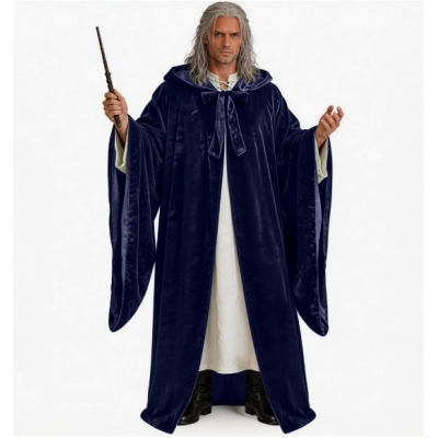 Halloween vampire wizard cloak cosplay, masquerade sorcerer death god cosplay hooded cape